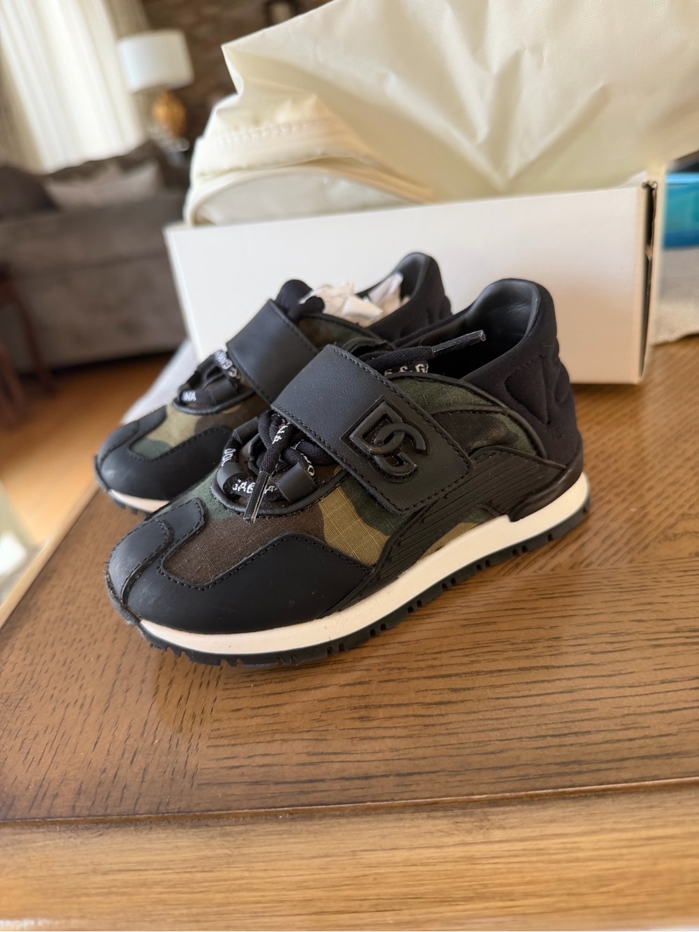 Dolce & Gabbana Black and Olive Green Kids Sneakers